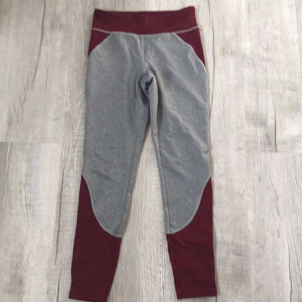 Cloud Chaser Gray and Burgundy Colorblock Leggings